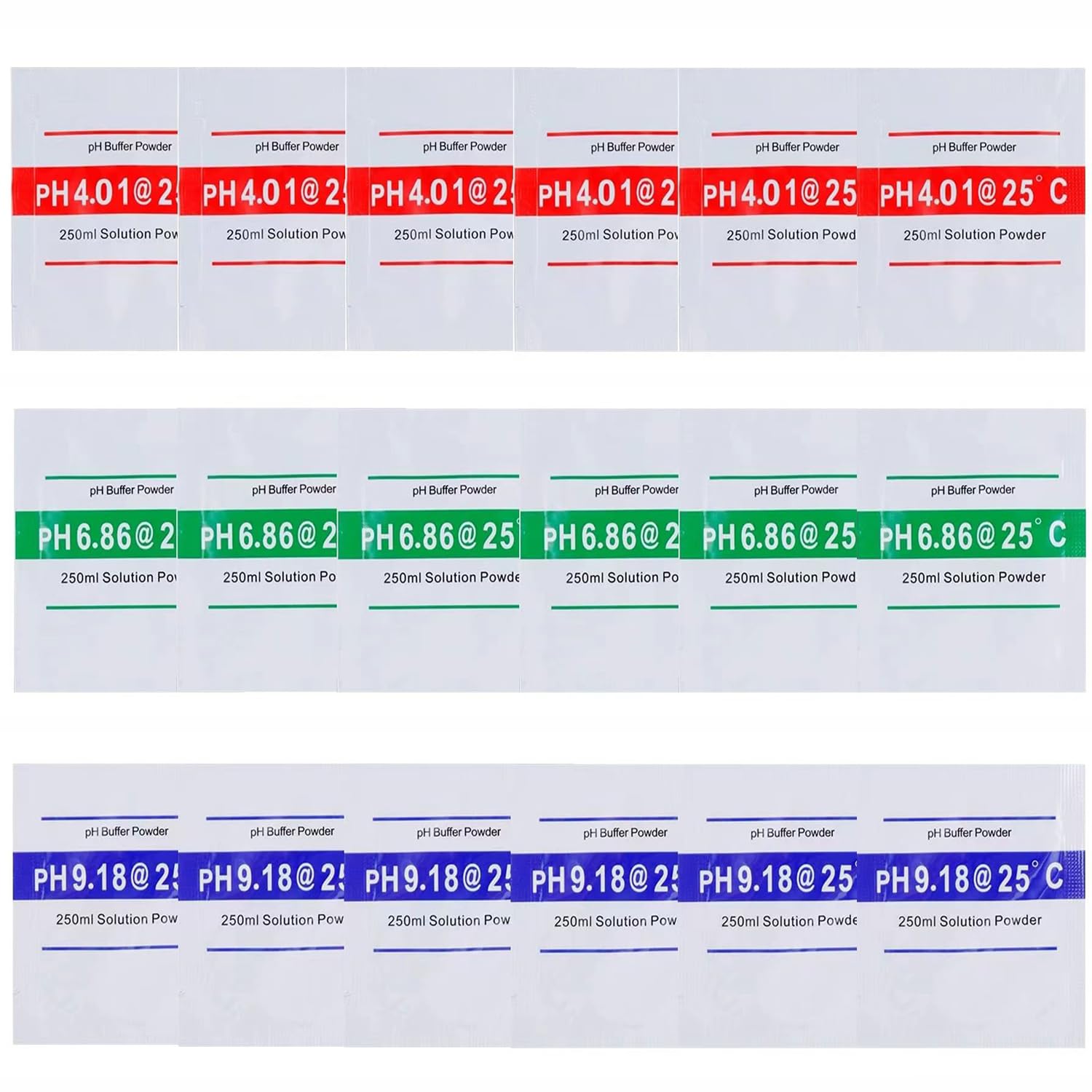 VERENIX 18 Pcs pH Meter Buffer Solution Powder, pH Buffer Calibration Solution Powder, pH Meter Calibration Packets for Precise and Easy use, 4.01pH, 6.86pH and 9.18pH