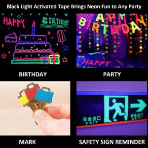 SIKEDEPRO Neon Gaffer Cloth Tape,6 Colors Black Light Tape Sets,Fluorescent UV Blacklight Glow in The Dark Tape for UV Party (0.6 inch x 16.5 feet)