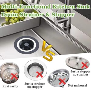 WSYLEN 3 in 1 Kitchen Sink Drain Strainer and Stopper Combo, Stainless Steel Pop Up Kitchen Sink Stopper, Sink Drain Strainer for Standard 3-1/2 Inch Drain