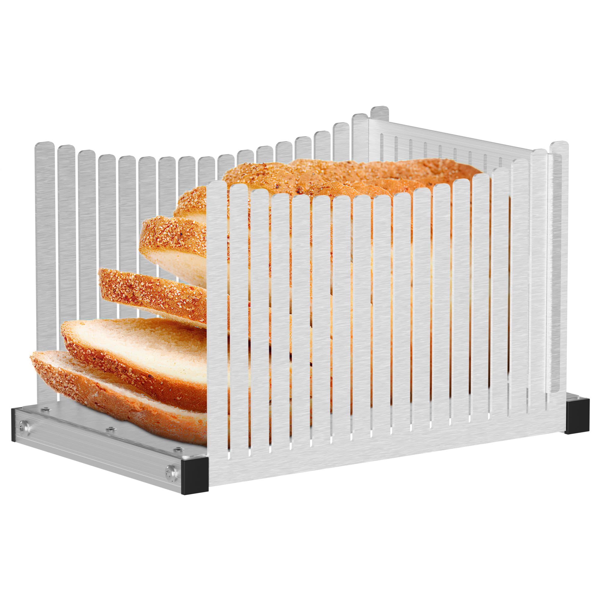 Stainless steel Bread Slicer for Homemade Bread, Foldable Compact Cutting Bread Cutting Board. Makes Cutting Bagels, Cake or Bread Slices Easy Easier to clean Convenient storage Strong and durable.