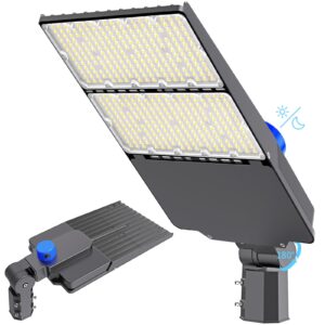 hykoont 300w led parking lot light,dusk to dawn outdoor lighting ip66 waterproof commercial lighting 5000k led flood lights outdoor 36000lm wide angle street light with photocell