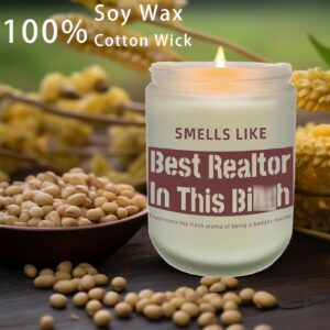 Wehnniee Funny Realtor Gifts for Agent Women, Best Realtor Candle, Closing Gifts for Realtors, Real Estate Agent Supplies - 7 oz Lavender Scented Candle, Thank You Gifts for Realtor, Broker