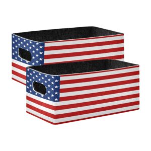 yettasbin america flag felt storage baskets with handle, collapsible open storage bin drawers storage box for shelf closet office bedroom nursery home, 2 pack, g352631406p737c780s1706