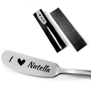 myakako funny butter knives, peanut butter knife, i love nutella, engraved stainless steel butter cheese knives peanut butter breakfast spreader for peanut butter lovers knives