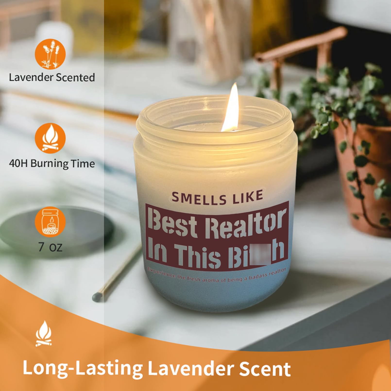 Wehnniee Funny Realtor Gifts for Agent Women, Best Realtor Candle, Closing Gifts for Realtors, Real Estate Agent Supplies - 7 oz Lavender Scented Candle, Thank You Gifts for Realtor, Broker