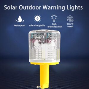 QXMH Solar Strobe Warning Light: Flashing Super Bright 360 Degree, Automatically Turn On&Off, Traffic Light Emergency Strobe Lightfor Construction, Dock, Marine,Crane Tower, Factory (White)