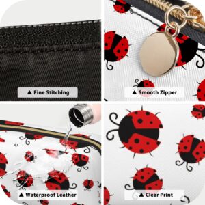 WOBAGMEN Ladybug Pencil Case Cute Leather Zipper Pencil Pouch Pencil Bag Multifunctional Stationery Bag for Boys Girls Women Back to School Gifts