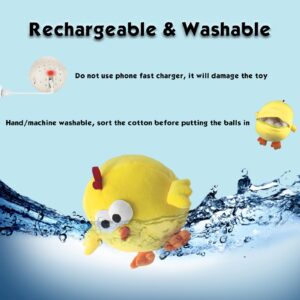 Interactive Dog Toys, Squeaky Dog Toys, Bouncing Interactive Dogs Ball for Boredom, Durable Chewing Chicken Stuffed Animal Plush Toy, Active Self Moving Ball with Music, Rechargeable & Washable