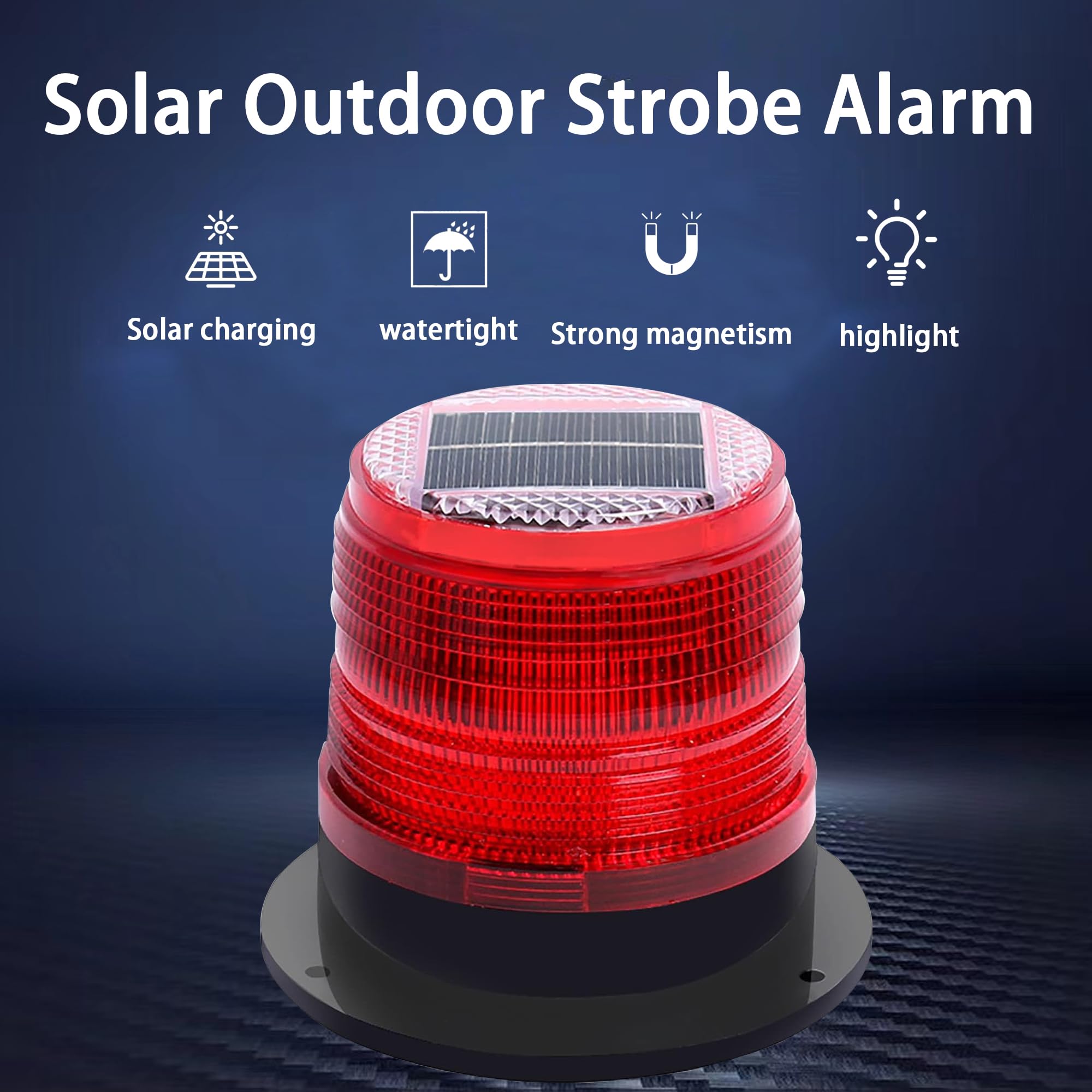 QXMH Solar Strobe Warning Light: Strong Magnetic Base Waterproof Traffic Light,Solar Safety Flashing LED Lamp for Construction, Traffic, Factory, Safety Sign, Crane Tower, Boat Navigation (Red)