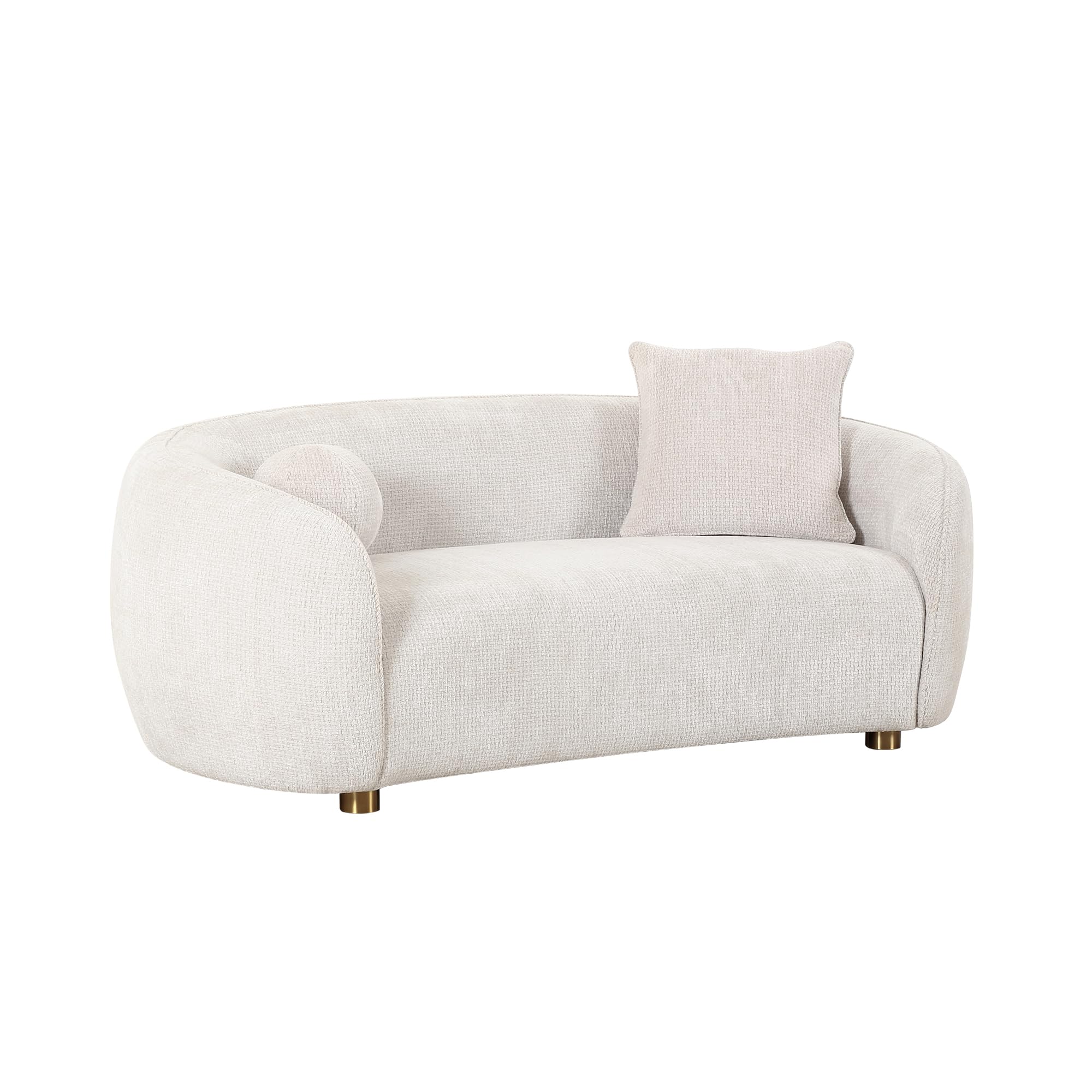 Pasargad Home Zarina Upholstered Modern Loveseat with 2 Pillows Included, Ivory