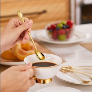 SGVRPVZ Gold Tulip/Rose Handle Tea Spoons 6-Pcs Set - 6" Stainless Steel for Mini Coffee Spoons, Espresso, Dessert - Ideal for Demitasse & Small Servings