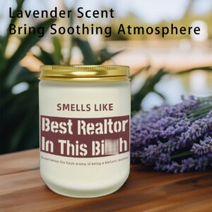 Wehnniee Funny Realtor Gifts for Agent Women, Best Realtor Candle, Closing Gifts for Realtors, Real Estate Agent Supplies - 7 oz Lavender Scented Candle, Thank You Gifts for Realtor, Broker