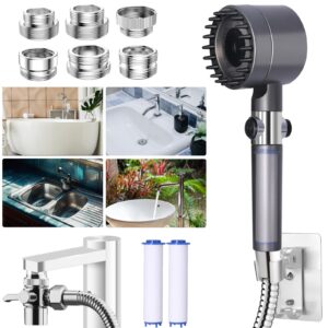 sink hose sprayer attachment for faucet - tub faucet sprayer attachment with 6 adapters for hair washing, pet dog rinse, baby bath, on/off hose extension for laundryroom, bathroom, utility sink