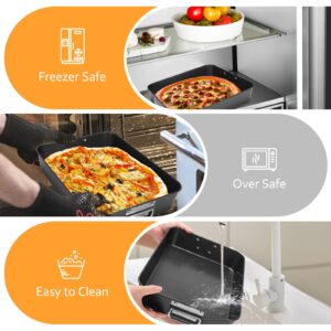 Lasagna Pan 3 Inch Deep, 2 Pcs 13.7"16" Baking Pan for Oven, Roasting Pans with Handles, Nonstick Rectangle Cake Pans, Heavy Duty, Dishwasher Safe, Dark Grey