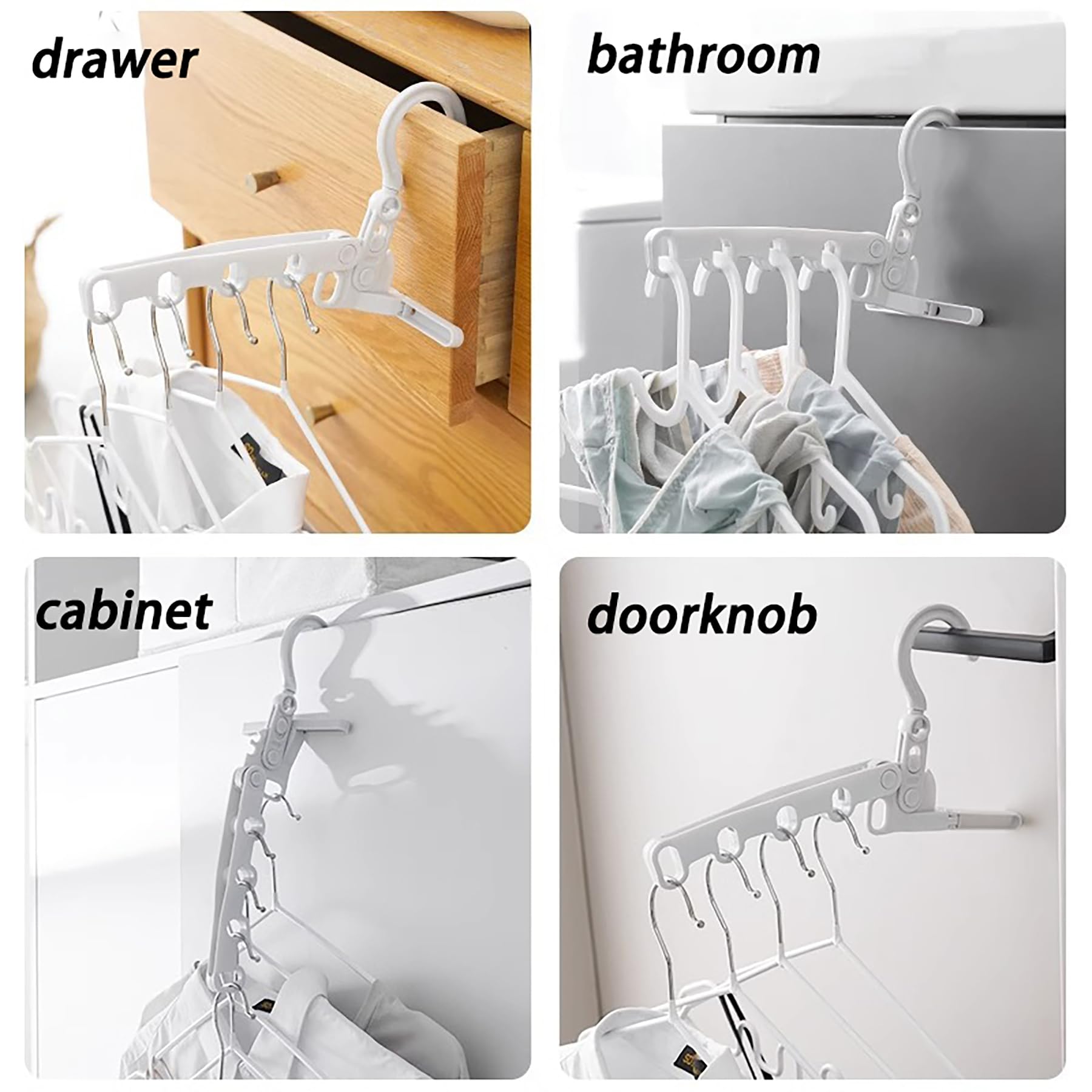 PTZMZB Folding Clothes Drying Rack with 5 Travel Hangers Foldable, Space Saving Foldable Anti Rust Plastic Travel Drying Rack.