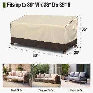 MR. COVER 80Inch Outdoor Couch Cover and 35 Inch Patio Chair Covers Combo Set, Moisture-proof & UV-protection, Brown & Khaki