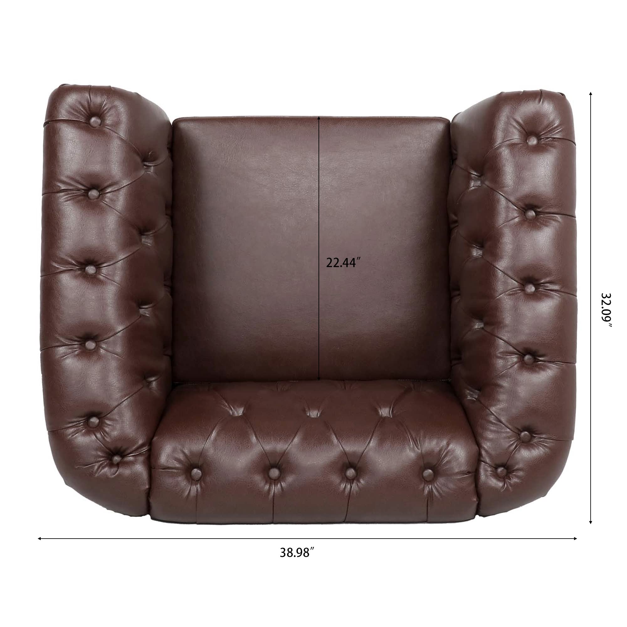 PDNOSC Single Sofa,Comfy Faux Leather Sofa Couch with Extra Deep Seats, 1 Seater Couch with Rolled Arms and Nailhead,Sofa Chair for Living Room, Bedroom