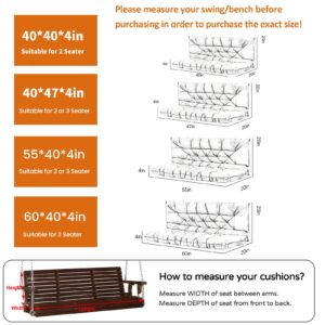 Odsiikly Patio Swing Cushions for Outdoor Furniture, Porch Swing Cushions 3 Seater Replacement, 60Inch x 40 Thicken 4" Waterproof Garden Swing Bench Cushions with Ties, Fit for 58"-62" Swings, Khaki