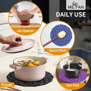 ME.FAN Silicone Trivet Mats - 4 Pack Pot Holders - 7.4'' Thickened Hot Pads for Hot pots, Pans and Dishes, Heat Resistant Silicone Trivet for Table and Counter Top Desert Sage