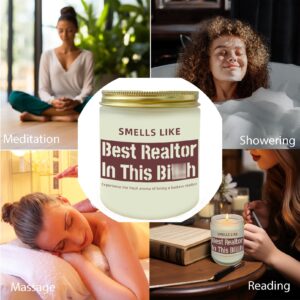 Wehnniee Funny Realtor Gifts for Agent Women, Best Realtor Candle, Closing Gifts for Realtors, Real Estate Agent Supplies - 7 oz Lavender Scented Candle, Thank You Gifts for Realtor, Broker