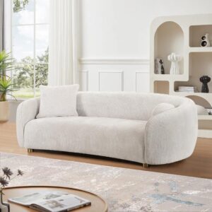 Pasargad Home Zarina Upholstered Modern Loveseat with 2 Pillows Included, Ivory