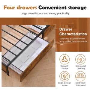 HCZCZX Queen Size Metal Bed Frame with Storage Drawers, no Box Spring Required, Easy to Assemble and noiseless (Queen)