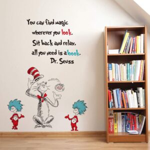 Runtoo Kids Wall Art Stickers Inspirational Quotes All You Need is a Book Reading Room Wall Decals Bedroom Classroom Wall Decor