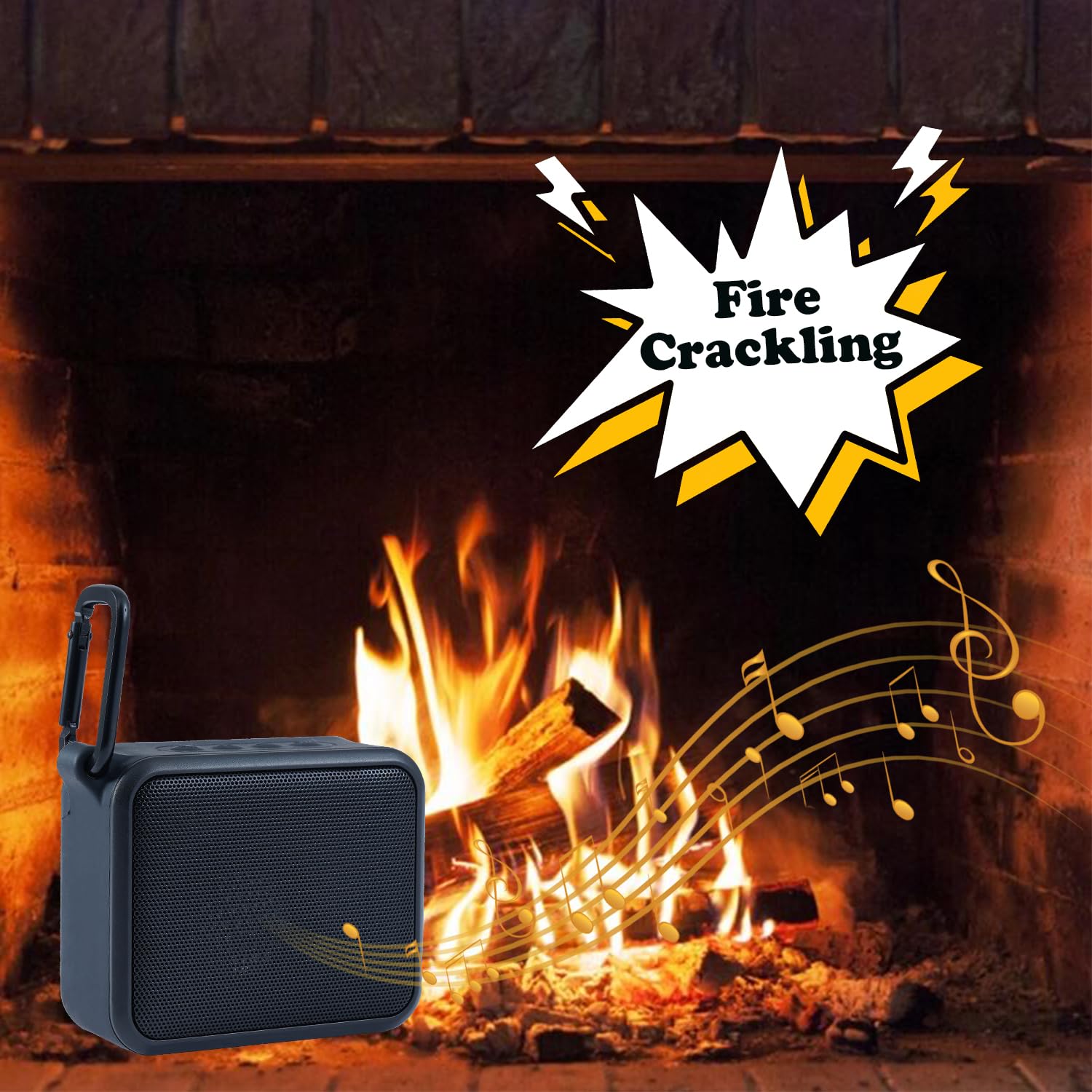 Fireplace Crackling Sound Maker,Realistic Rechargeable Fire Crackling Sound Machine for Gas or Electric Fireplace,Portable Fireplace Crackler Sound Box,Fire Crackler Sound System,Fire Noise (Black)