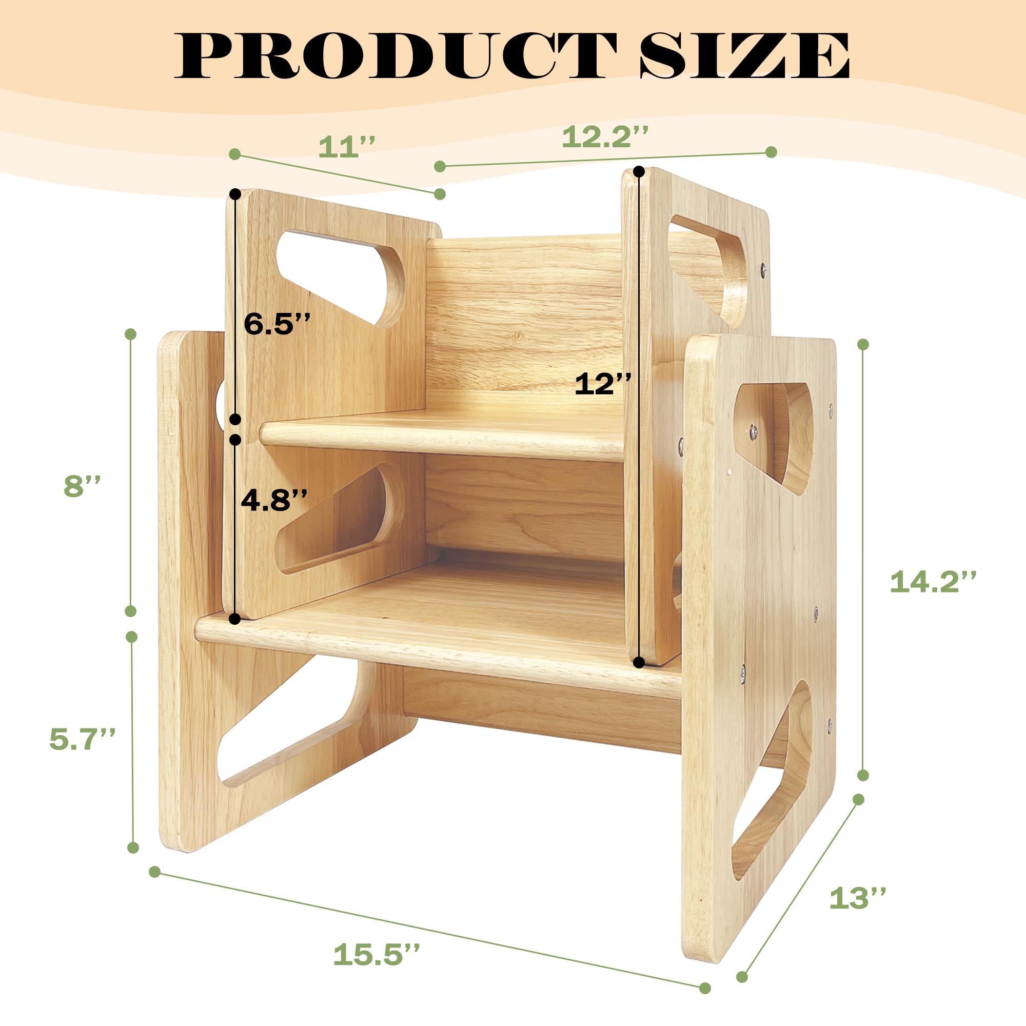 Royxen Montessori Weaning Table, Toddler Table and Chair Set, Natural Wood with Rounded Corners, 2024 Newest Design