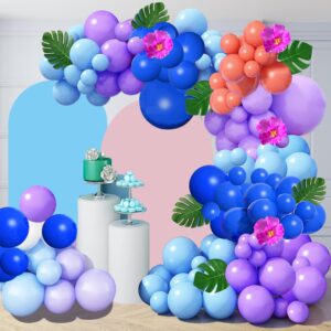 123pcs stitc balloons decoration garland arch kit include blue and light purple balloons,stitc foil mylar balloons,for kids stitc birthday party supplies baby shower party decorations (blue)