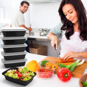 Meal Prep Containers Reusable 38oz - Plastic Food Containers with Lids 50 Pack, Disposable To Go Food Containers, Leakproof Food Prep Containers, Stackable, Takeout, BPA-Free, Microwave/Freezer Safe