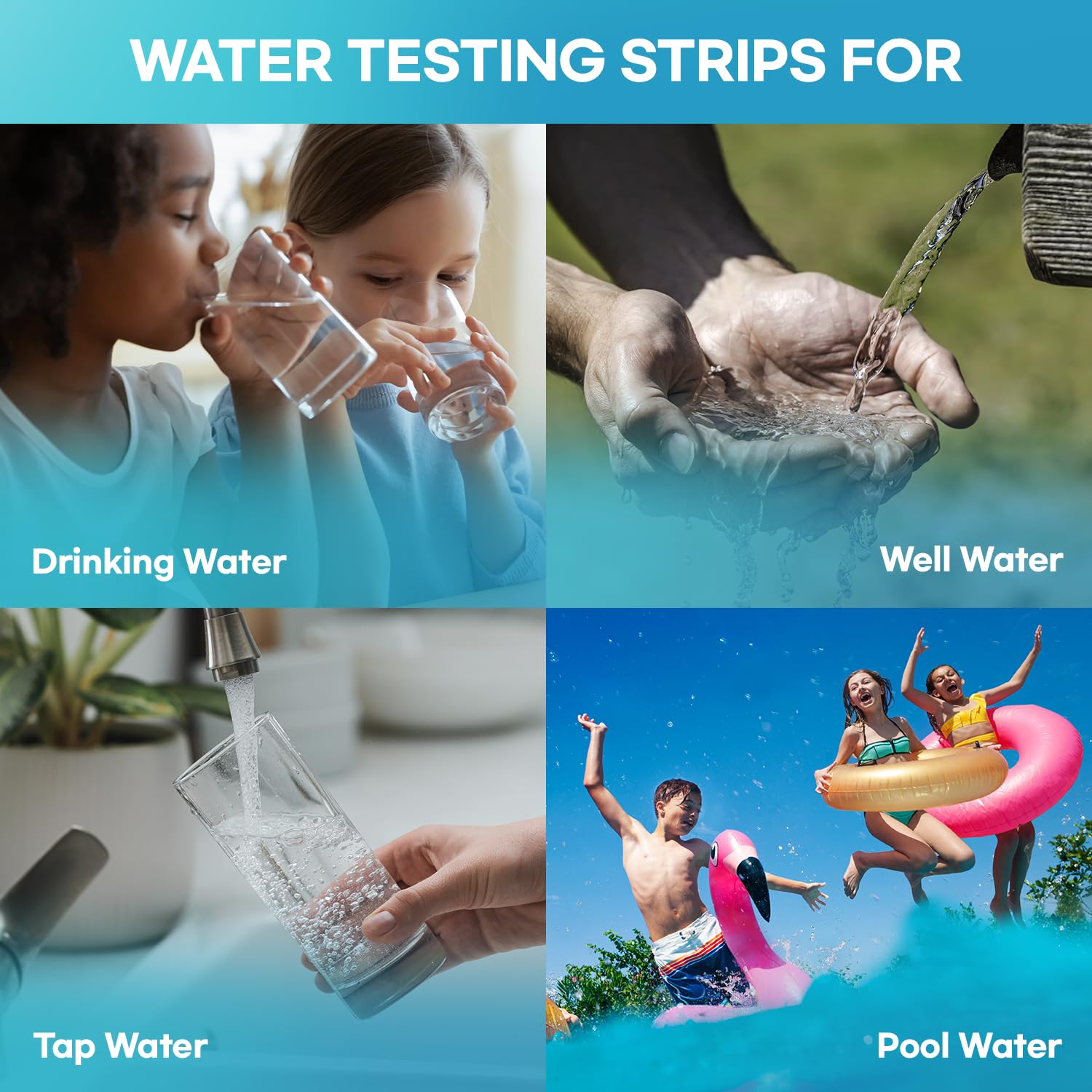 Drinking Water Test Kit Strips: Drinking Water Test Kit - Home Water Testing Kits for Well Tap - Well Water Testing Strips 16 in 1 and 100 Strips for Lead Hardness pH Iron Copper Chlorine and More