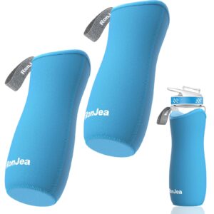 ronjea 2pcs sleeve for 22oz cirkul water bottle, neoprene sleeve to keep your water cold & protect your bottle, compatible with 22oz plastic & stainless steel cirkul water bottles (blue)