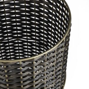 happimess HPM1100C Cecil Modern 4.13-Gallon Faux Wicker Cylinder Waste Basket, Dark Bronze/Gold for Home, Bathroom, Living Room, Office, Bedroom, Kitchen