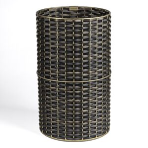 happimess hpm1100c cecil modern 4.13-gallon faux wicker cylinder waste basket, dark bronze/gold for home, bathroom, living room, office, bedroom, kitchen