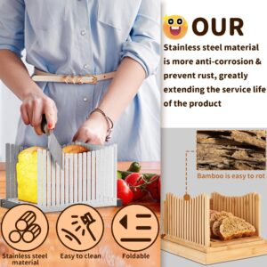 Stainless steel Bread Slicer for Homemade Bread, Foldable Compact Cutting Bread Cutting Board. Makes Cutting Bagels, Cake or Bread Slices Easy Easier to clean Convenient storage Strong and durable.