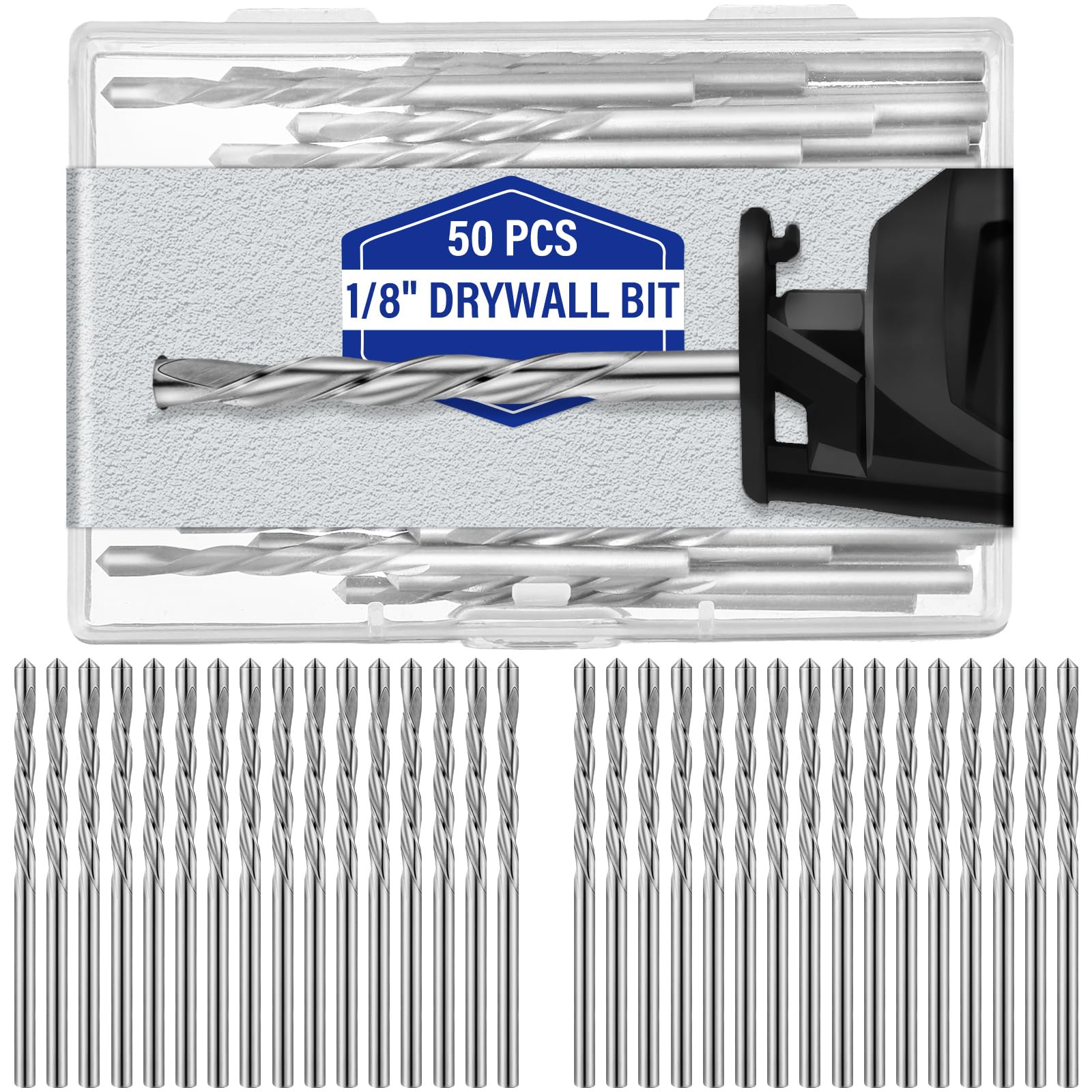 Tondiamo 50 Pcs Drywall Bit Drywall Guide Point Cutting Bits Diameter Drywall Router Bits Drywall Tools, Cutting Drywall, for Use with Spiral Saw (1/8 )