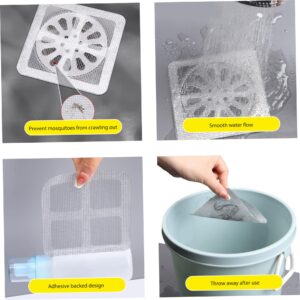 Disposable Shower Drain Hair Catcher, 50pcs 4inch Square Mesh Disposable Drain Covers, Sink Strainer Filter, Floor Drain Sticker for Bathroom, Laundry, Bathtub