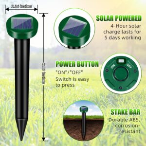 8 Pcs Solar Mole Repellent Spikes 2024 Ultrasonic Animal Repellent Outdoor Waterproof Solar Sonic Burrowing Mole Deterrent Stake to Repel Groundhog Mole Vole Armadillo Gopher Snake for Yard Lawn