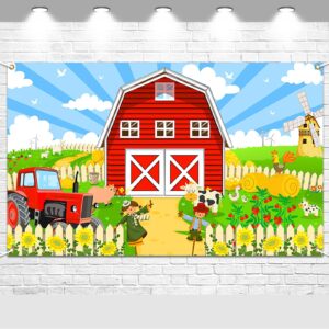 avezano red farm birthday backdrop barn farm birthday party banner farm animals theme baby shower party decorations background 70.8x43.3 inch