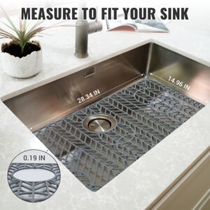 CO-OPTING 28.2"x15" Sink Protectors for Kitchen Sink,Silicone Kitchen Sink Mat Fit Right/Left/Rear/Center Drain For Bottom of Farmhouse Stainless Steel/Porcelain Sink-With 9 Can be Sheared Holes