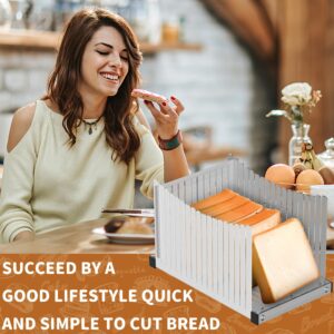 Stainless steel Bread Slicer for Homemade Bread, Foldable Compact Cutting Bread Cutting Board. Makes Cutting Bagels, Cake or Bread Slices Easy Easier to clean Convenient storage Strong and durable.