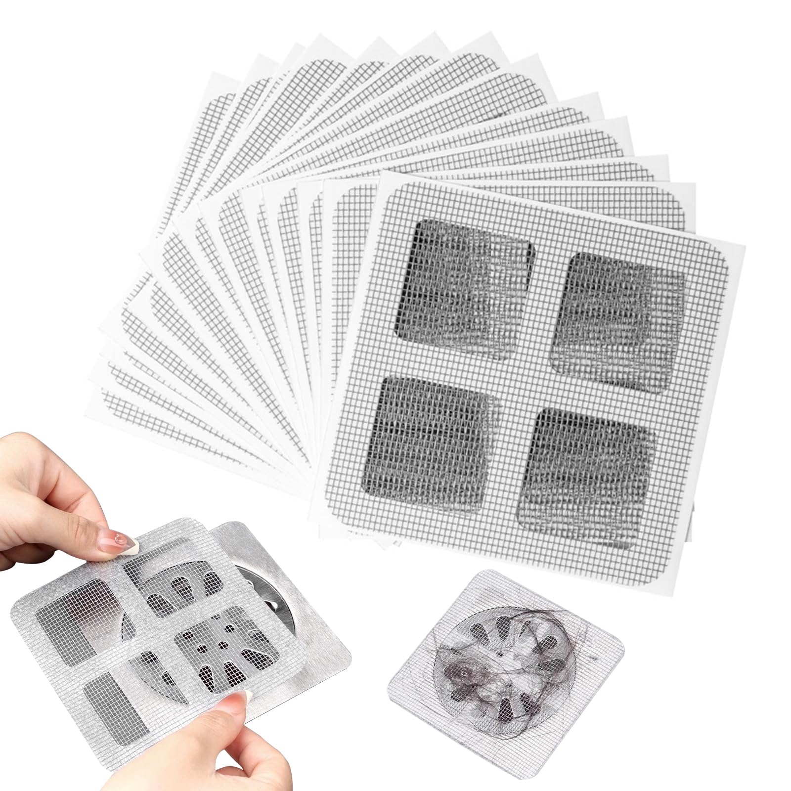 2024 New Qilucky 20PCS Disposable Shower Drain Hair Catcher Drain Screen for Shower Drain Mesh Cover Drain Sticker,Bathroom,Kitchen,Laundry, Bathtub,Sink,for Pet Hair