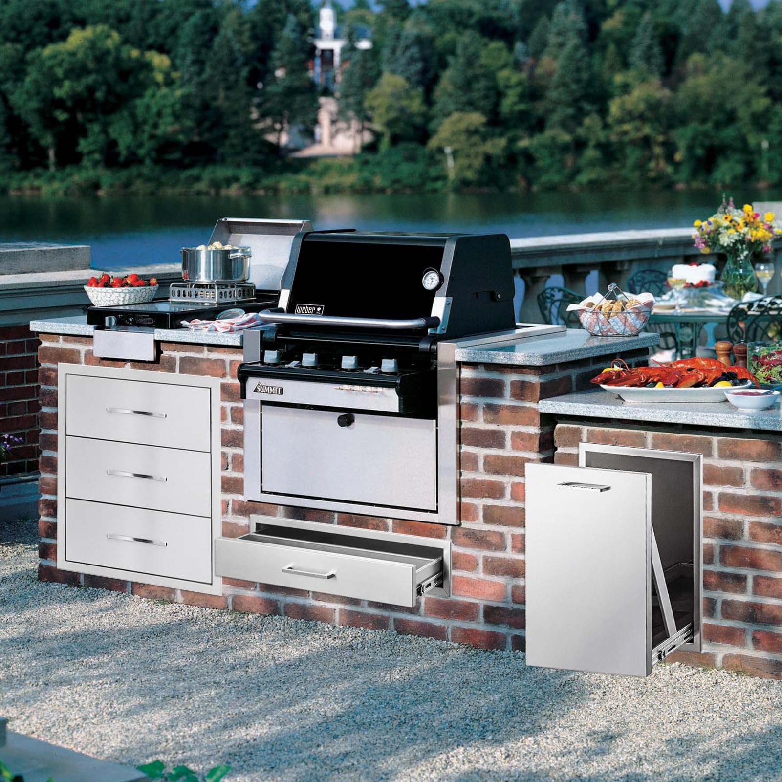 ROREP Built-in Propane Drawer, Pull-Out Propane Tank Drawer StoragePropane Drawer Stainless Steel, Propane Tank Drawer with Handle for Outdoor Kitchen BBQ Island