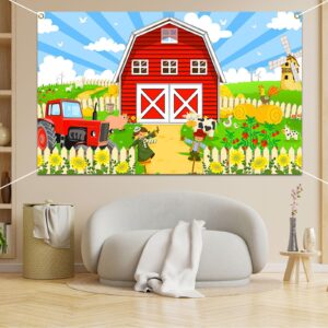 Avezano Red Farm Birthday Backdrop Barn Farm Birthday Party Banner Farm Animals Theme Baby Shower Party Decorations Background 70.8x43.3 inch