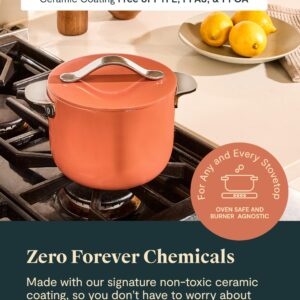 Caraway Petite Cooker - 2 Qt Ceramic Coated Pot - Free From Forever Chemicals - Perfect for Rice, Grains, or Sauces - Navy