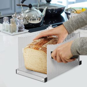 Stainless steel Bread Slicer for Homemade Bread, Foldable Compact Cutting Bread Cutting Board. Makes Cutting Bagels, Cake or Bread Slices Easy Easier to clean Convenient storage Strong and durable.