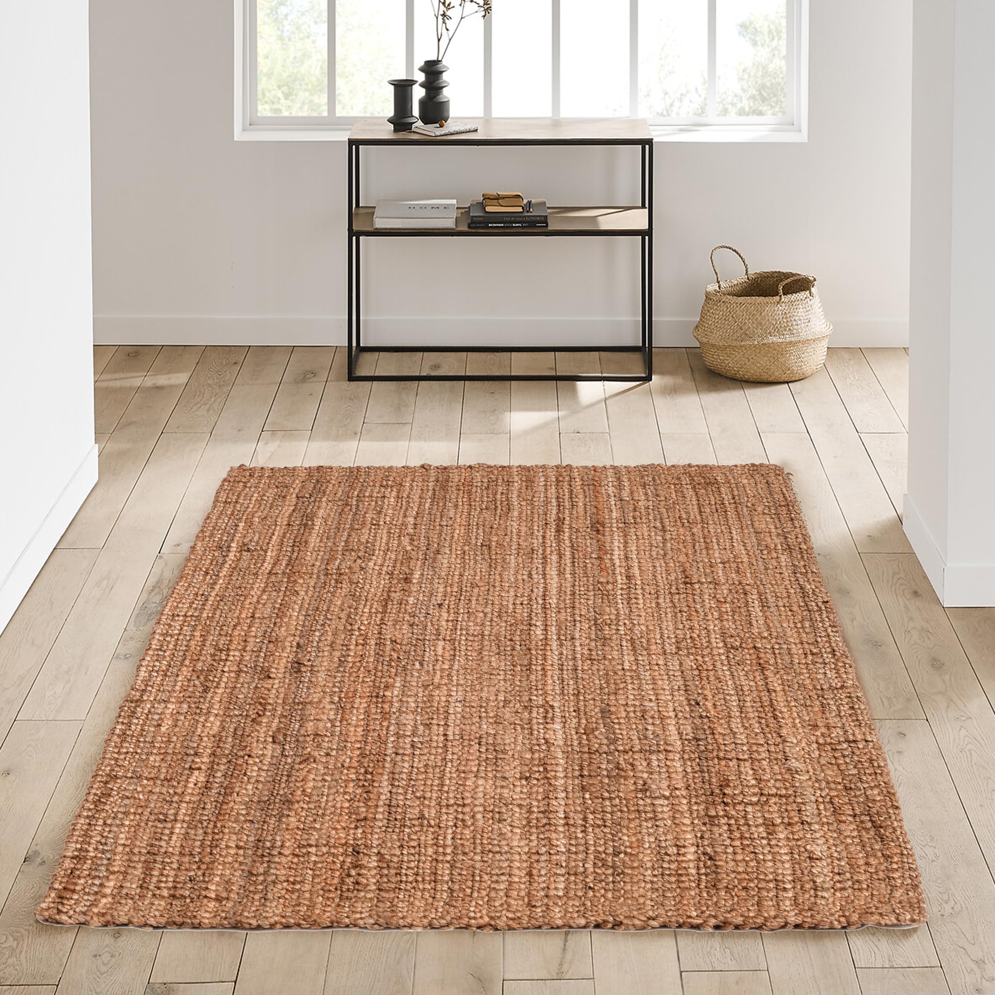 Triangle Weavers Knitted & Tucked Jute Area Rug for Bedroom, Living Room & More - Indoor Area Rug - 3 x 5 Feet - Solid Design - Natural Color