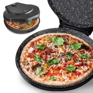 misterchef countertop pizza maker, 1450w mini pizza oven, pizza maker oven with 12″ non-stick ceramic plate, indoor electric pizza oven for crepes, pancakes - black