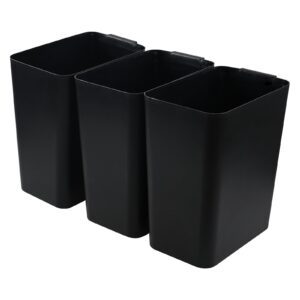 farmoon 3-pack plastic wastebasket, 16 l kitchen office trash can, black